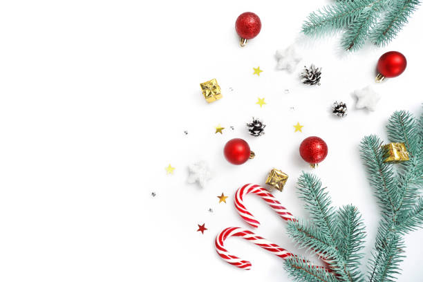 istock Christmas composition isolated on white background. Top view. Copy space. 1271941011