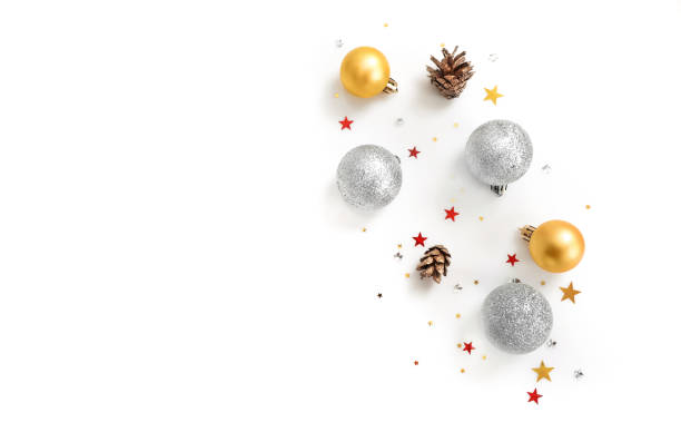 istock Christmas composition isolated on white background. Top view. Copy space. 1271941059