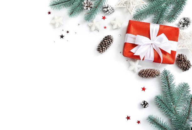istock Christmas composition isolated on white background. Top view. Copy space. 1271941082