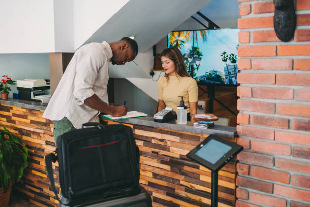 istock Business travel. Hotel check in 1271941476