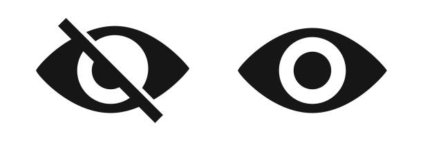 Eye vector icon. See and unsee symbol. Don`t look icons. Eye vector icon. See and unsee symbol. Don`t look icons on white background. eye stock illustrations