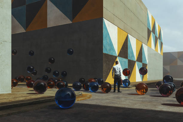 Abstract glass sphere on the street