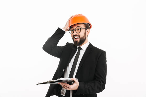 istock Happy engineer businessman in helmet 1271943844
