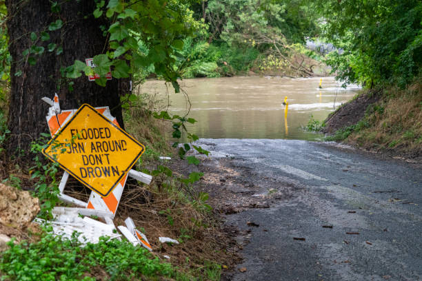 istock Heavy Rainfall Destroys bridge and leaves Road Closed 1271944832