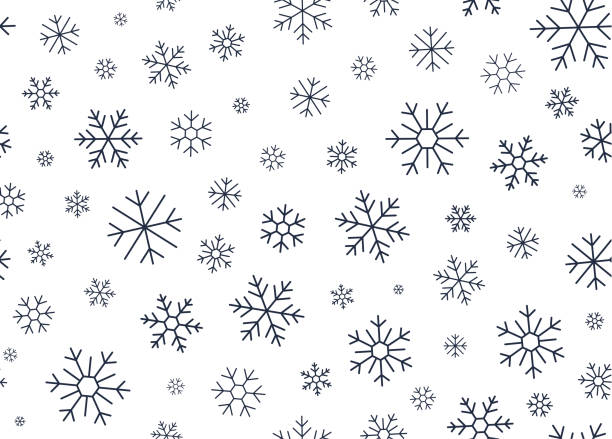 winter schneeflocke linie hintergrund - weihnachten hintergrund stock-grafiken, -clipart, -cartoons und -symbole
