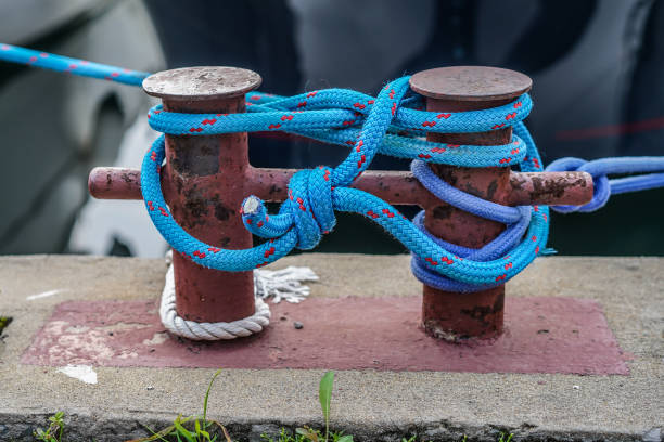 istock Blue ship's mooring rope on a blurry background 1271948534