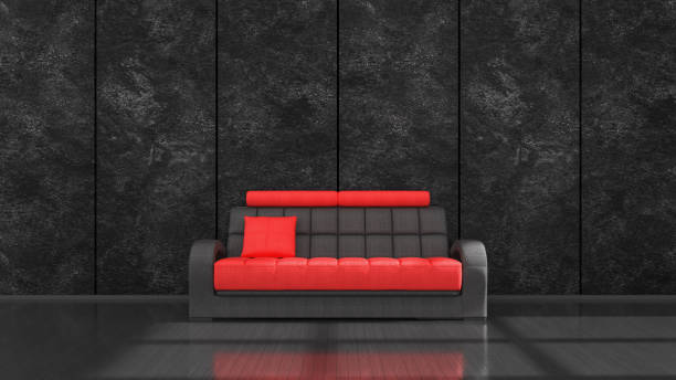 istock black interior with modern black and red sofa for mockup 1271951344