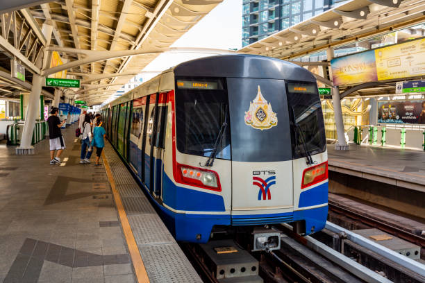 BTS Sky Train in Bangkok This image shows daytime view of bangkok city with BTS Sky Train in Bangkok bts skytrain stock pictures, royalty-free photos & images