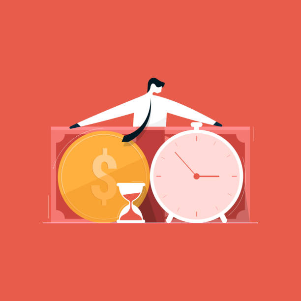 ilustraciones, imágenes clip art, dibujos animados e iconos de stock de gestión de costes y tiempo del proyecto - time and money