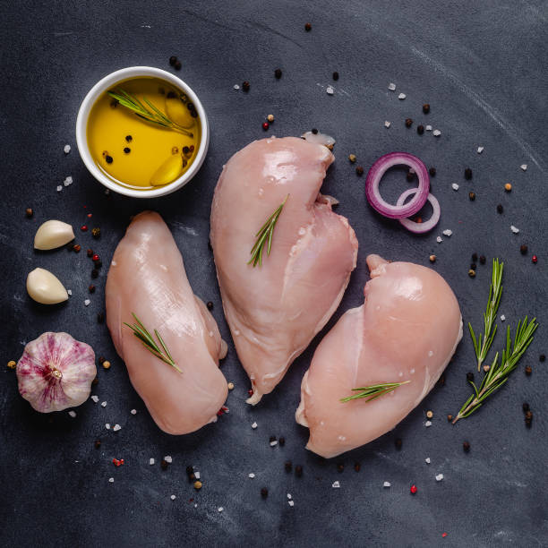 istock Raw chicken fillet with spices and herbs 1271969062
