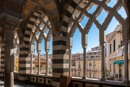 Toledo, Spain - Dec 01, 2022: Alcazar of Toledo, a stone fortification located in the highest part of Toledo, Spain.