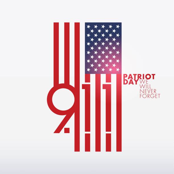 illustrazioni stock, clip art, cartoni animati e icone di tendenza di patriot day 9/11 usa lettering card, 11 settembre. non dimenticheremo mai. - 2011