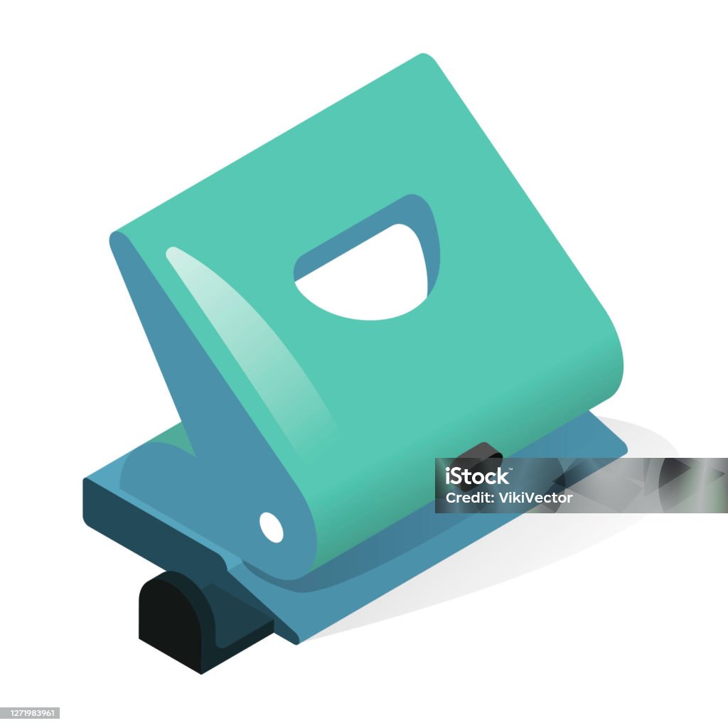 Hole Punch Or Paper Puncher Isometric Icon Office Tool Using To