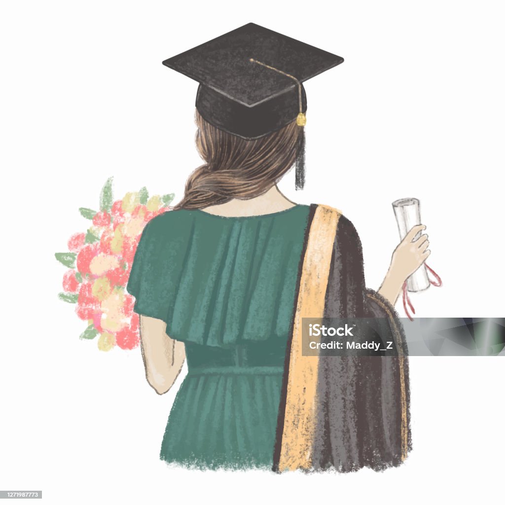 Cô Gái Tốt Nghiệp Với Chứng Chỉ Trở Lại Xem Minh Họa Vẽ Tay Hình ...