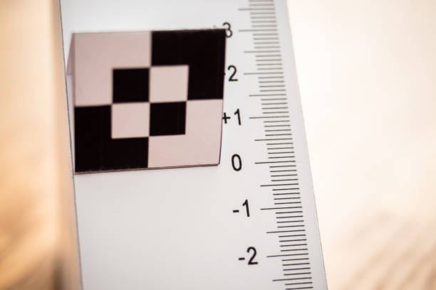 Protractor of drawing board ruler on grey background