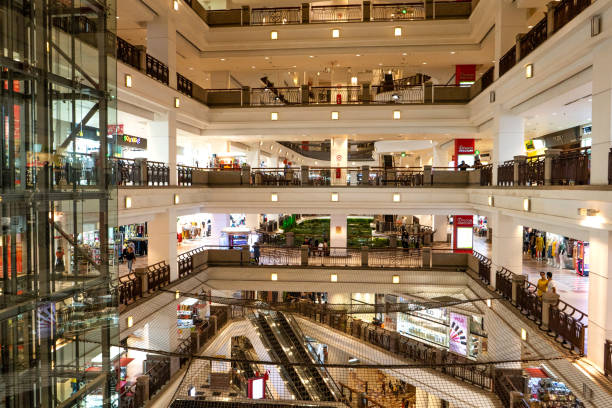 Interior of a multi-storey mega mall. Kuala Lumpur / Malaysia - 03.14.2020