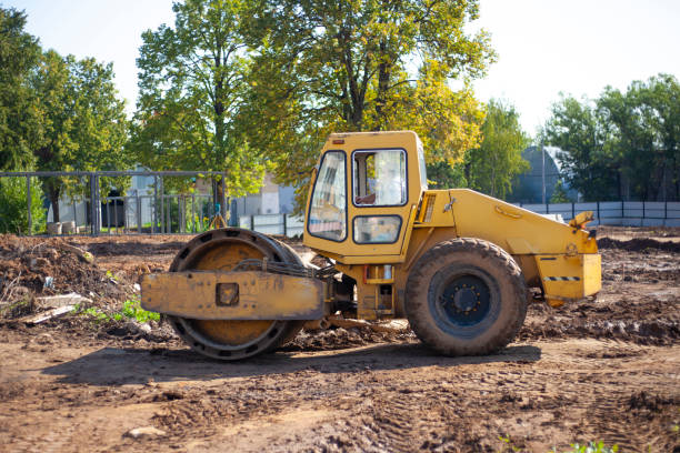 istock Bulldozer at a construction site. Building a house. 1271996017