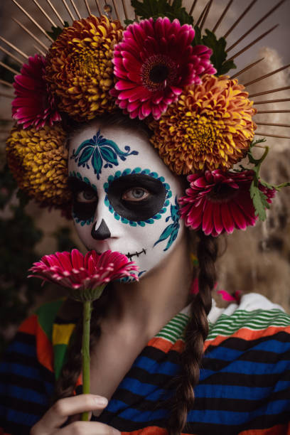 istock Dia De Los Muertos. Halloween Sugar skull creative make up. 1271999732