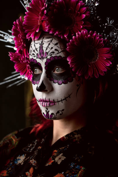 istock Dia De Los Muertos. Halloween Sugar skull creative make up. 1271999739