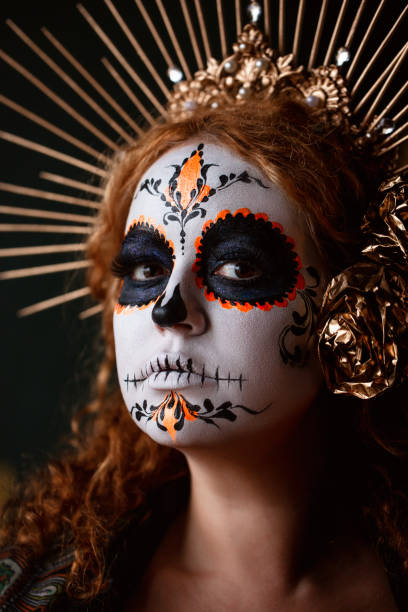 istock Dia De Los Muertos. Halloween Sugar skull creative make up. 1271999782