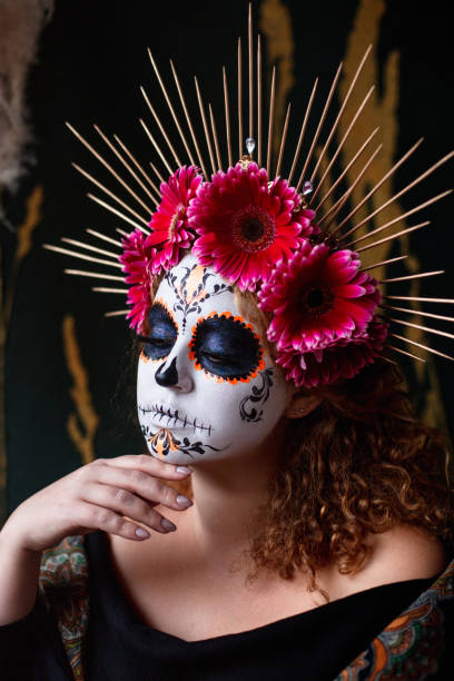 istock Dia De Los Muertos. Halloween Sugar skull creative make up. 1271999820