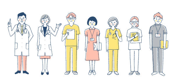 Team of healthcare workers Person, healthcare, doctors, healthcare professionals biomedical illustration stock illustrations