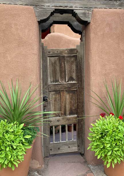 istock Santa Fe (NM) Style: Traditional Rustic Wood Door, Adobe Wall 1272006722