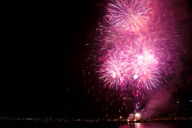 Purple Fireworks stock photo
