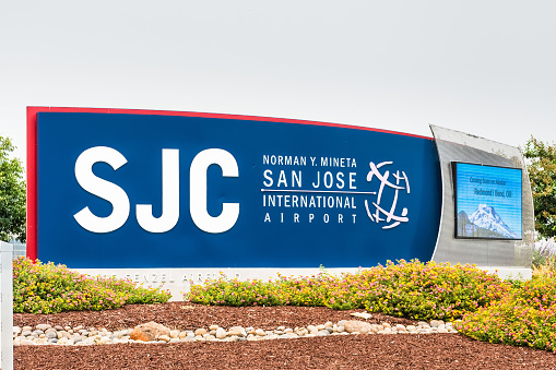 September 8, 2020 San Jose / CA / USA - San Jose International airport (SJC) airport entrance