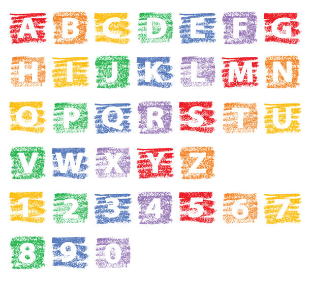 illustrations, cliparts, dessins animés et icônes de alphabet texturé coloré - alphabet letter o white background nobody