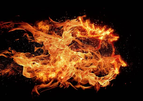 istock Flame reindeer running in the night sky 1272014477