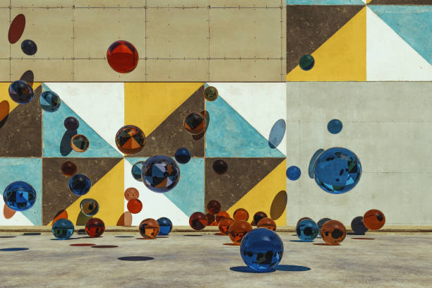 Abstract glass spheres on the street
