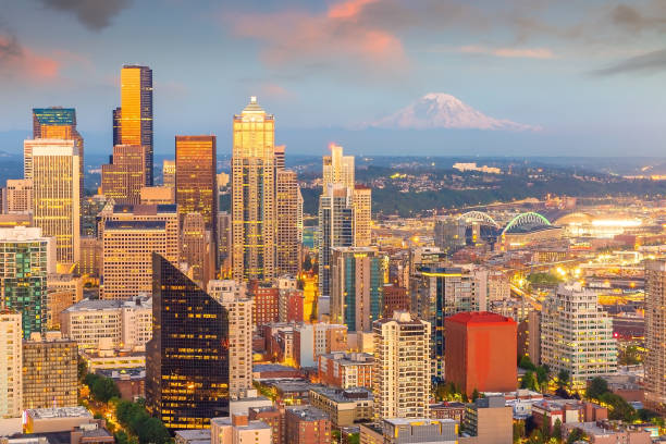 istock Seattle city downtown skyline cityscape in Washington State,  USA 1272017372