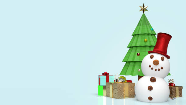 istock snowman and Christmas tree for  holiday content  3d rendering. 1272028533