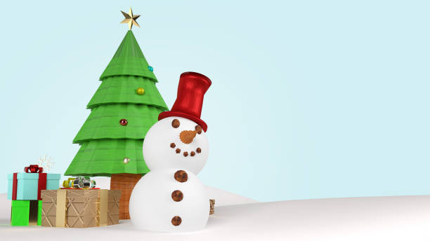 istock snowman and Christmas tree for  holiday content  3d rendering. 1272028539
