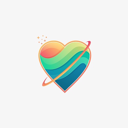 Vector Illustration Love Planet Gradient Colorful Style.