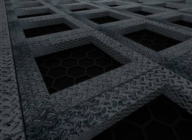 istock Metal square shape in dark scene 1272042054
