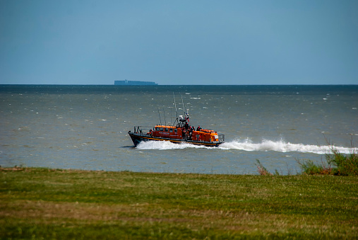 A lifeboat off the coast of Essex, UK