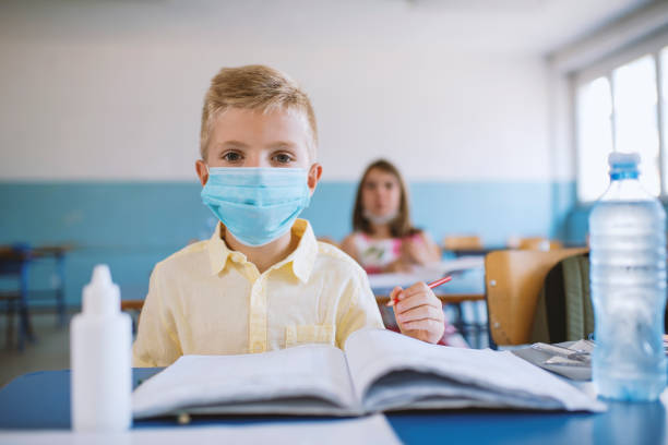 istock Children with face mask back at school 1272050525