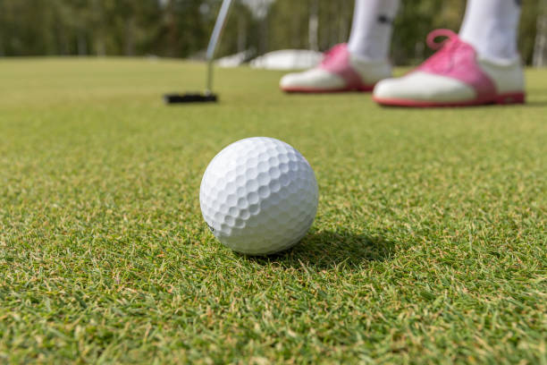 istock Golfer preparing for a putt on the green during golf course 1272051539
