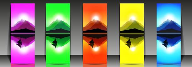 istock Set of five colorful mountain landscape 1272055371
