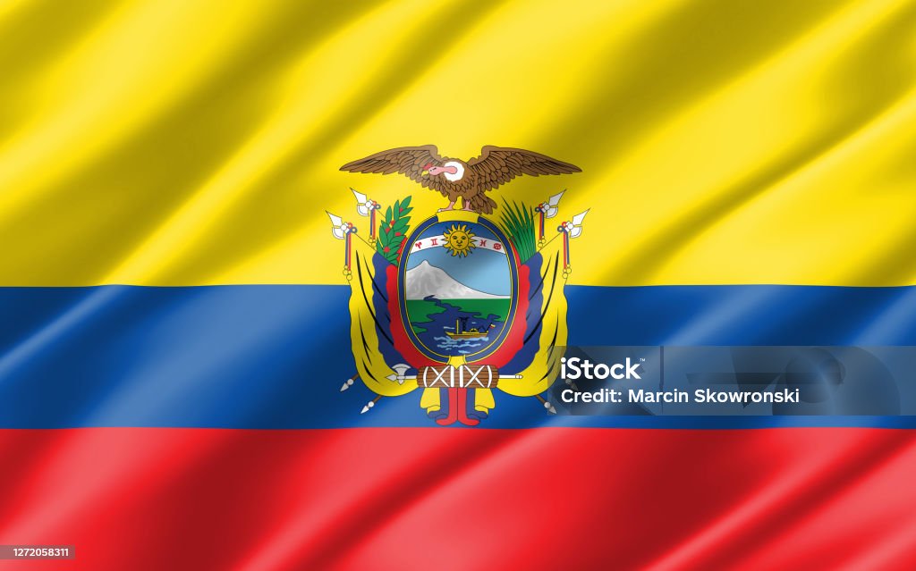 Silk Wavy Flag Of Ecuador Graphic Wavy Ecuadorian Flag Illustration