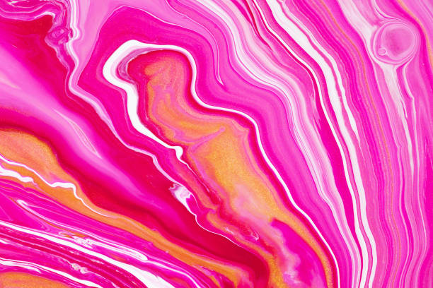 istock Fluid art texture. Abstract background with swirling paint effect. Liquid acrylic artwork that flows and splashes. Mixed paints for posters or wallpapers. Golden, white and pink overflowing colors. 1272060386