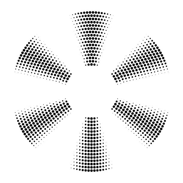 Dots in six turning sections Dots in six turning sections propeller stock illustrations
