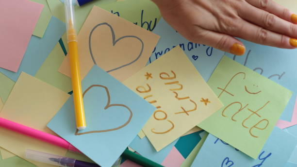 istock lot of open space for writing on stickers and in a notepad numbers and words on notes 1272071229