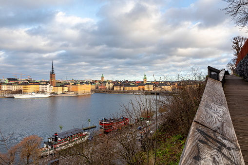 Stockholm, Sweden - December 08, 2017: A view to downtown Stockholm Sweden