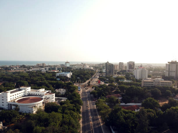 Aerial view of Accra An aerial view of the Independence Avenue, Accra. Ghana. ghana photos stock pictures, royalty-free photos & images