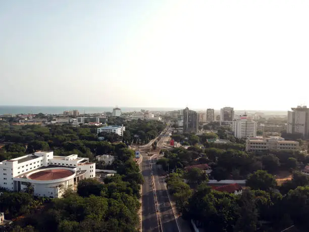 An aerial view of the Independence Avenue, Accra. Ghana.
