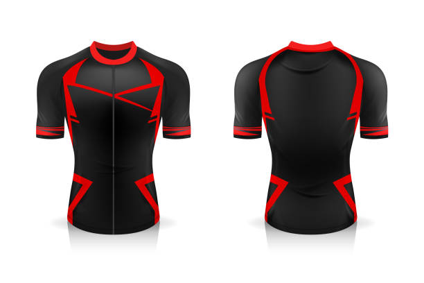 istock Specification Cycling Jersey template. mock up Sport T Shirt round neck uniform for bicycle apparel . Vector Illustration design , Separate work layers . 1272079718