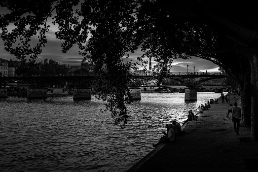 Paris by the river Seine at night